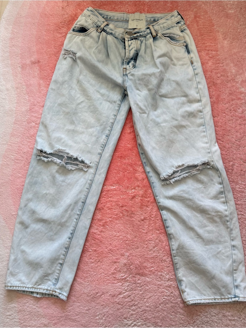 One Teaspoon Light Wash Distressed Jeans